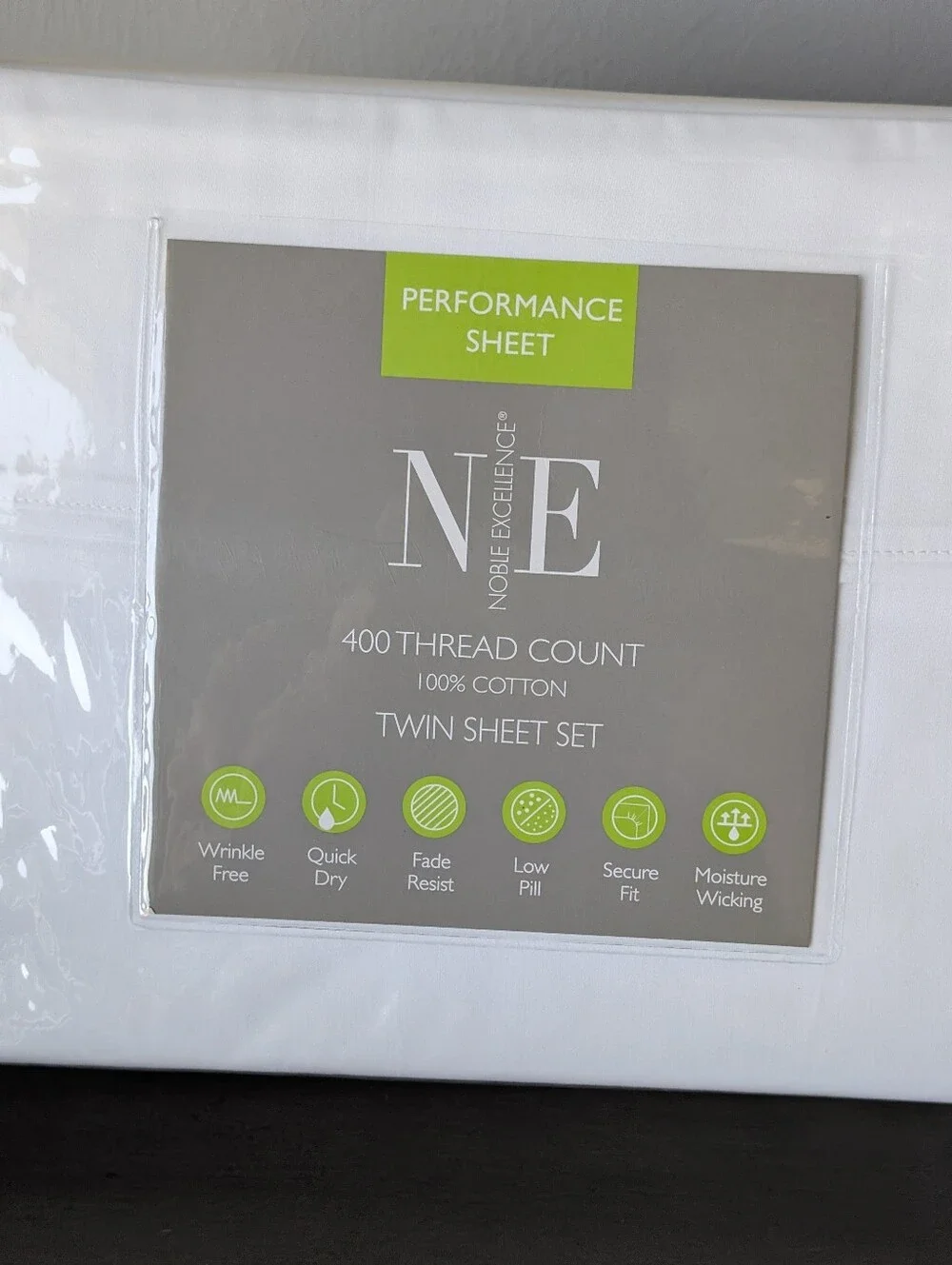 Noble Excellence Performance 400-Thread Twin Sheet Set - White